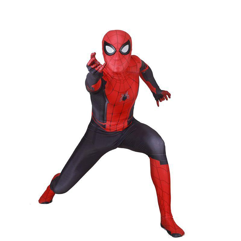 Hochwertiges Spiderman-Kostüm, Kostüm für Erwachsene und Kinder, Halloween-Kostüm, rot/schwarz, Spandex, Cosplay-Kleidung