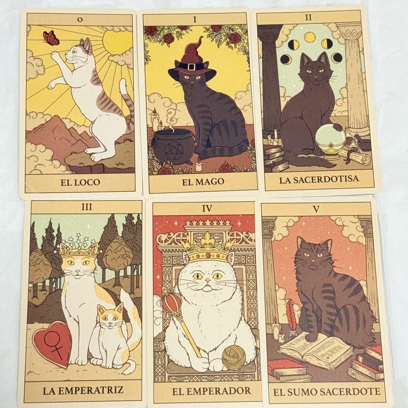 El Tarot De Los Gatos Cards 78 Cartas Del Tarot Spanish Edition Cats Rule Earth Divination Deck Borad Playing Games