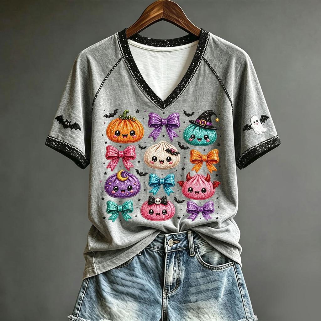 Women's Cute Halloween Printed Short Sleeve T-Shirt