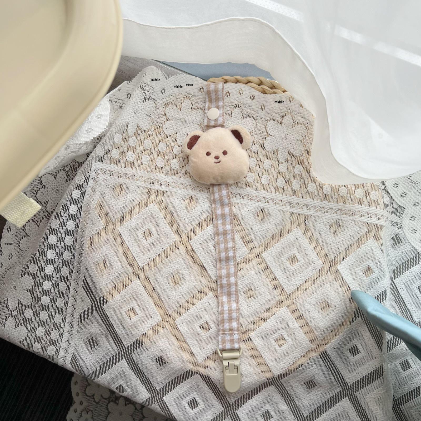 

SHEIN Соска-пустышка «Мишка» с цепочкой против потери и клипсой - Хлопковый прорезыватель