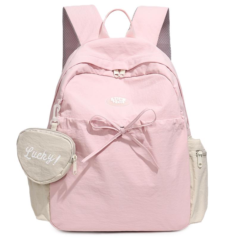 Contrast Color Women s Backpack Student Campus Schoolbag розовый