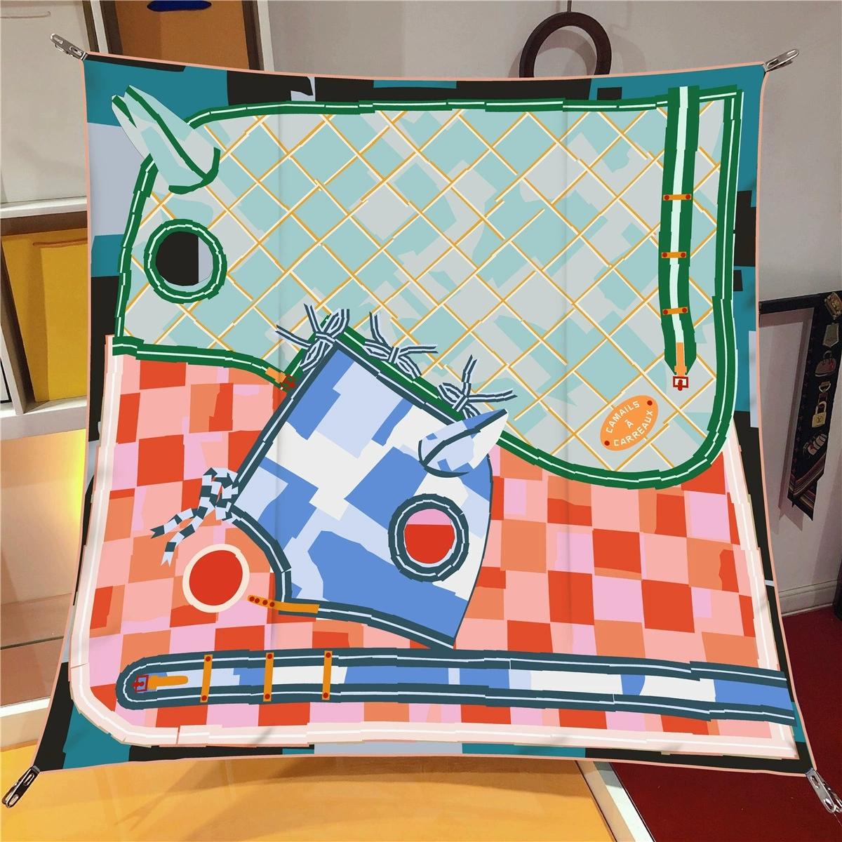 90Cm Twill Silk Scarf Shawl Luxury Printing Square Scarves Women Hijabs Bandana Silk Foulards Neckerchief 90x90cm