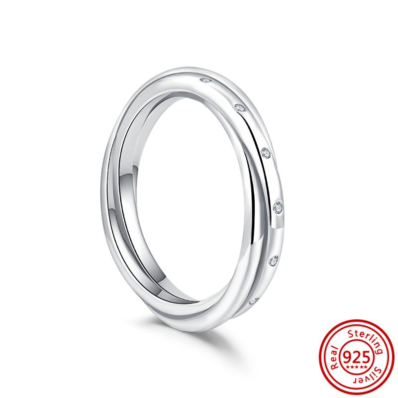 New Original 925 Sterling Silver Ring Love Heart Wishbone Moon Sun Rings Crystal Rose Gold for Women Wedding Gift Luxury Jewelry