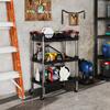 Foldable 3 Tier Tool Trolley Plastic Steel Black