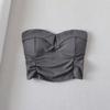 American Pure Style Strapless Shirred Pleated Slim-Fit Dress for Women