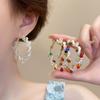 Contrasting Color Summer Colorful Pearl Winding Earrings Women'S Niche Design Exaggerated Earrings Colored Dopamine Earrings Women
