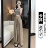 Women's High Rise Wide Leg Pants Straight Loose Lazy Style Ice Silk Draping Long Trousers Spring Autumn