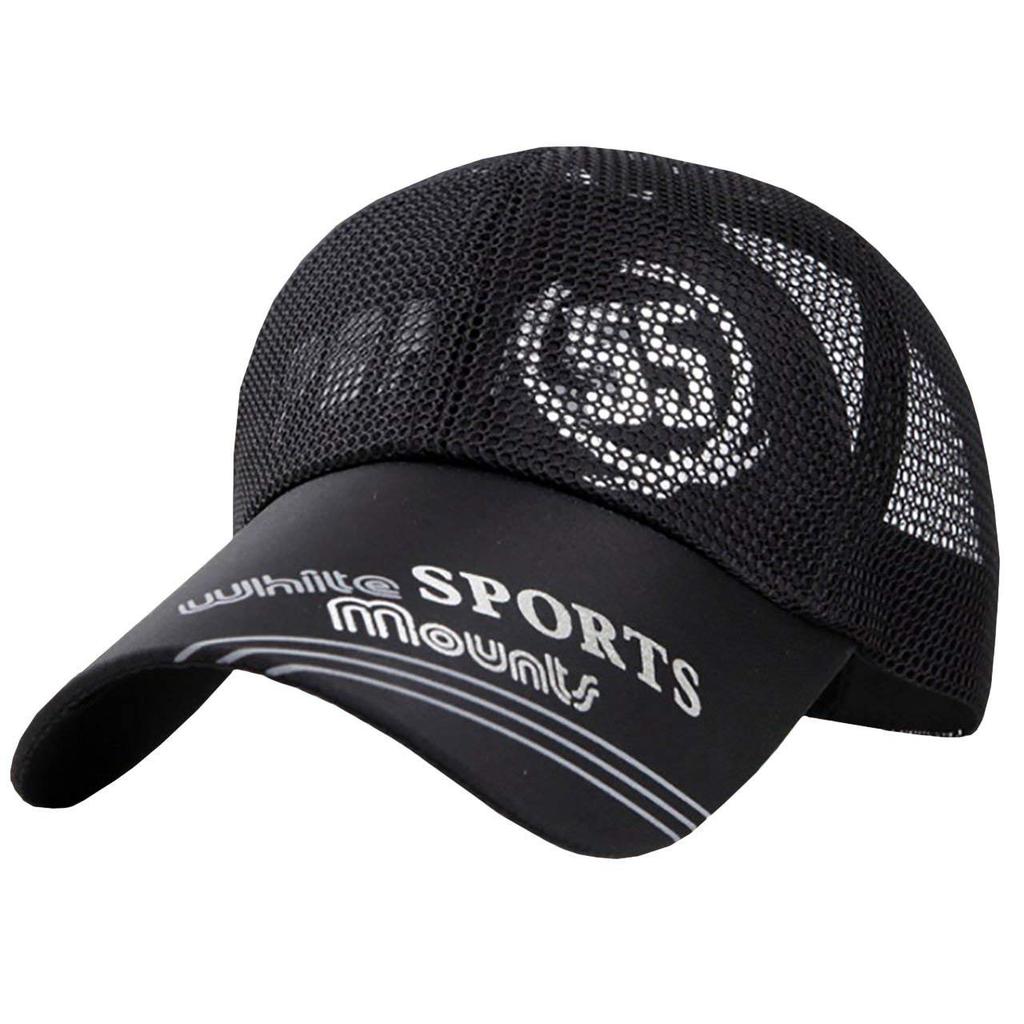 BUZZxSELECTION Mesh Perfect for and Size 55 Men's Cap, Stylish, Running, Golf, Sports, (CAP025) (01 Black)