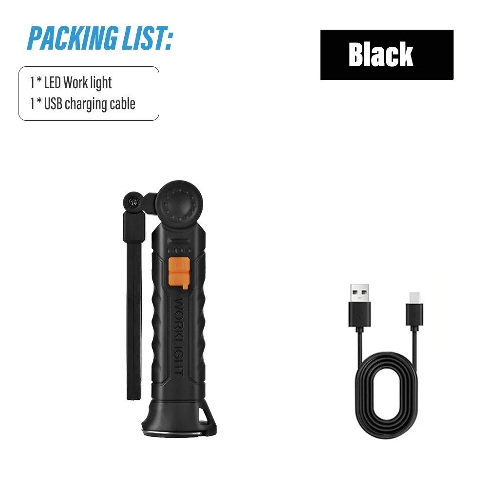 Rechargeable LED Work Light Camping Flashlight Rotatable Head with 4 Lighting Modes With Magnet Waterproof Emergency Lighting