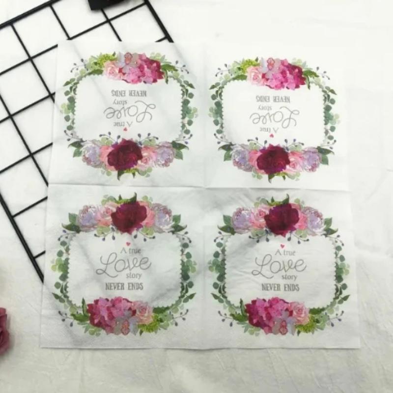20pcs/Pac 33*33cm 2-Ply Disposable Party Napkin Wedding Pattern