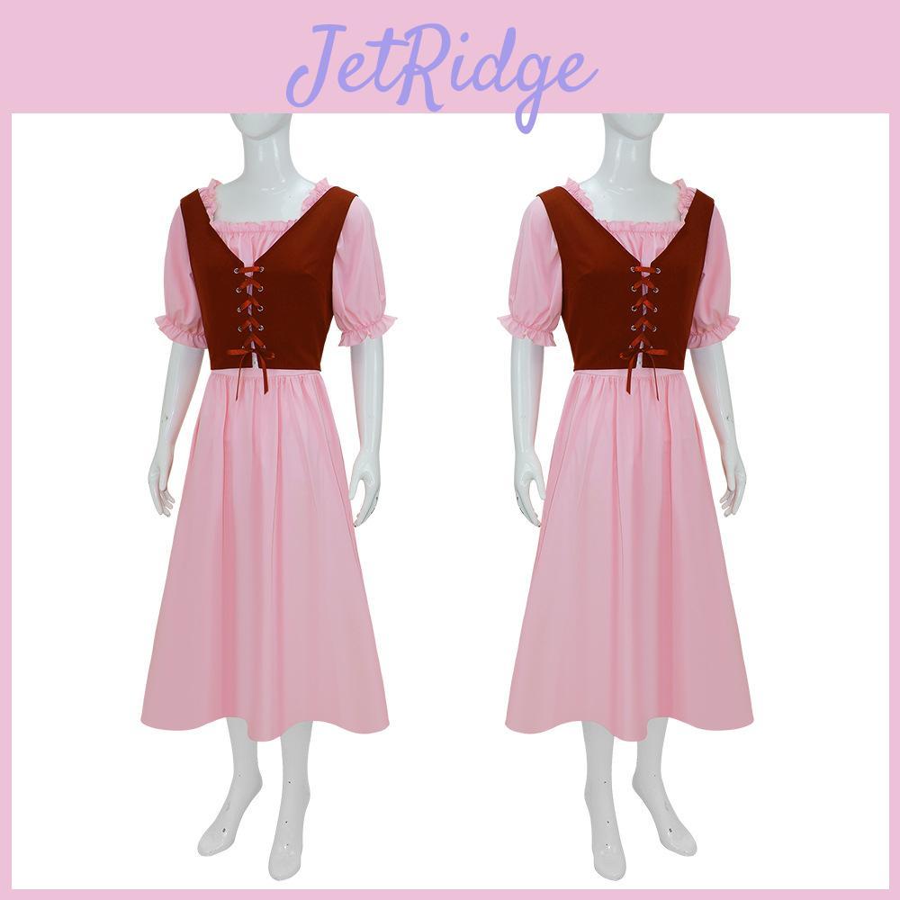 Europäisches Fantasy Vintage Rosa Kurzarm Partykleid für Erwachsene