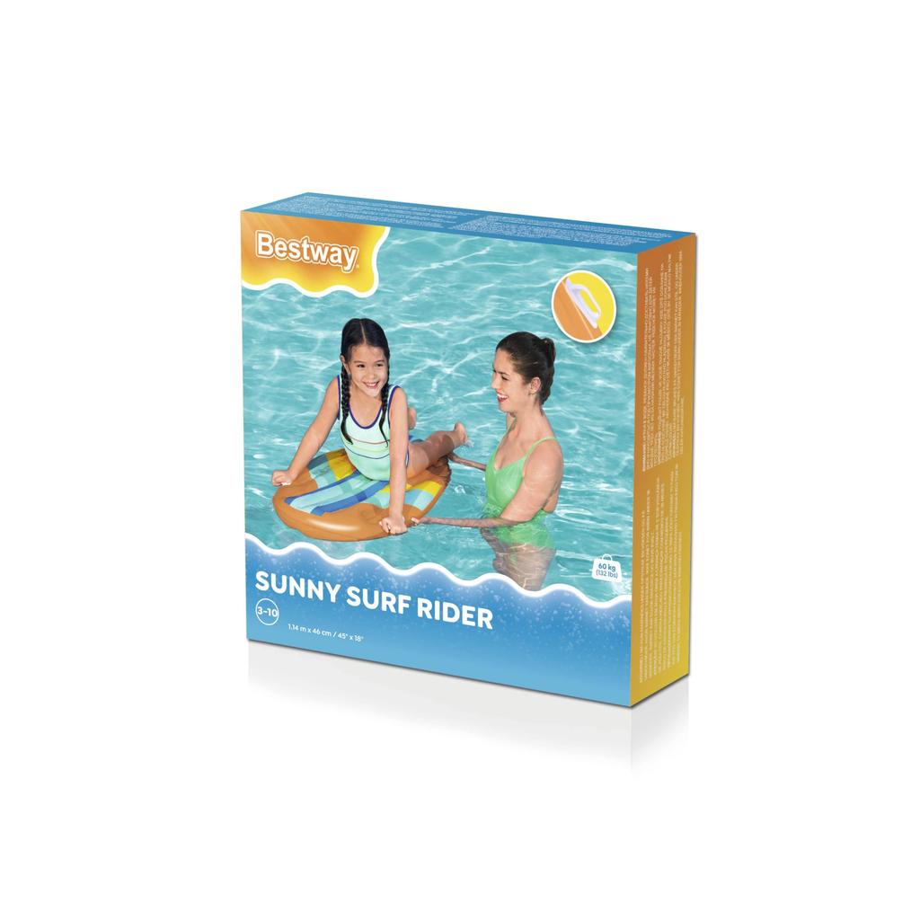 Bestway 1.14m X 46cm Surfboard-shaped Float, Swim Ring for Children, 42046 (Orange)