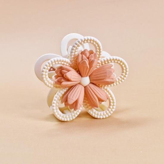 Women Hair Claw Double-Sided 3D Flower Design Strong Grip Hair Clip Anti-slip Design Back Head Hair Clip Hair Accessory