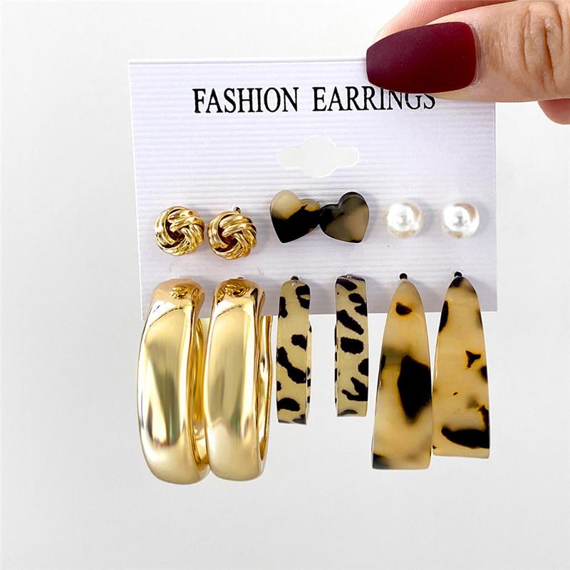 Modyle Vintage Pearl Butterfly Leopard Acrylic Earring Set For Women Girls Heart Earrings Elegant Wedding Party Jewellery