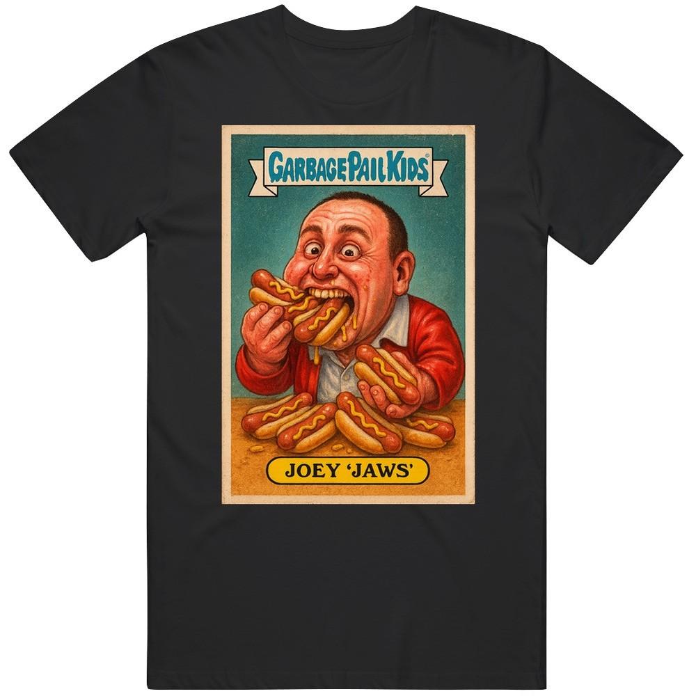 

Joey Chestnut Hot Dog King Retro Garbage Pail Kids Parody Fan Gift Idea v3 T Sh 2XL