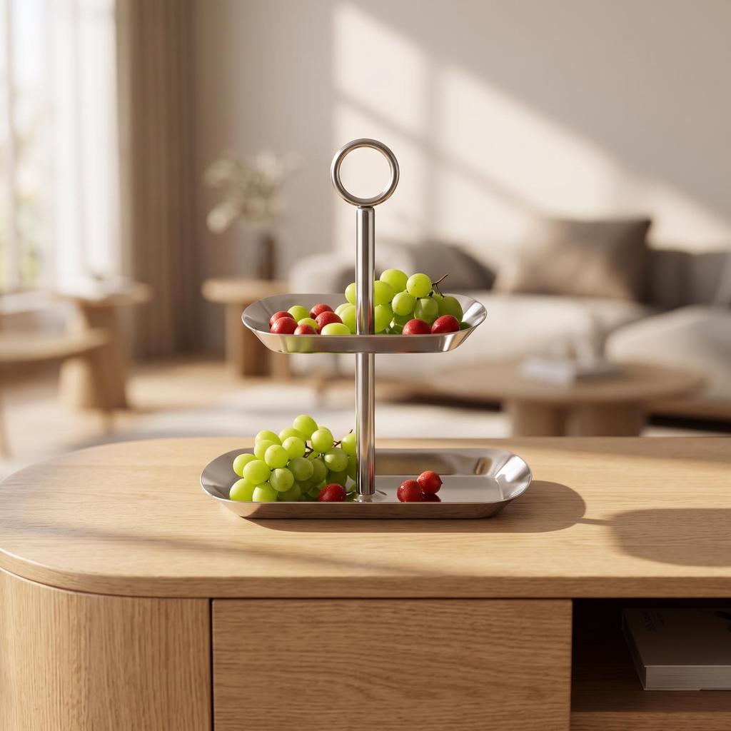 Two-Tier Serving Tray Multi-Purpose Two Tiered Compact for Tea Time