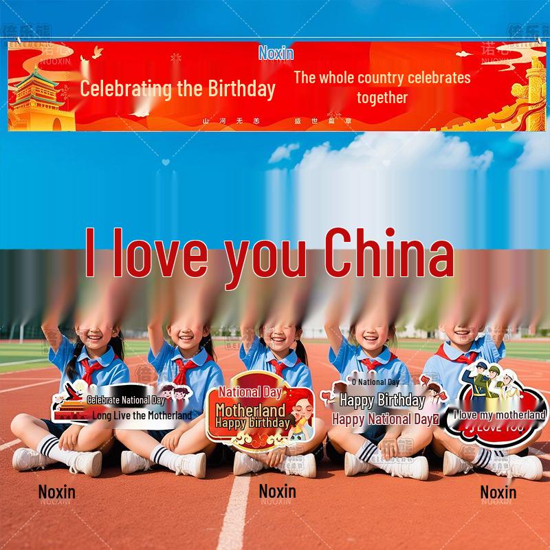 National Day Celebration Props: Handheld Signs & Photo Checks for Mall & Store Decor