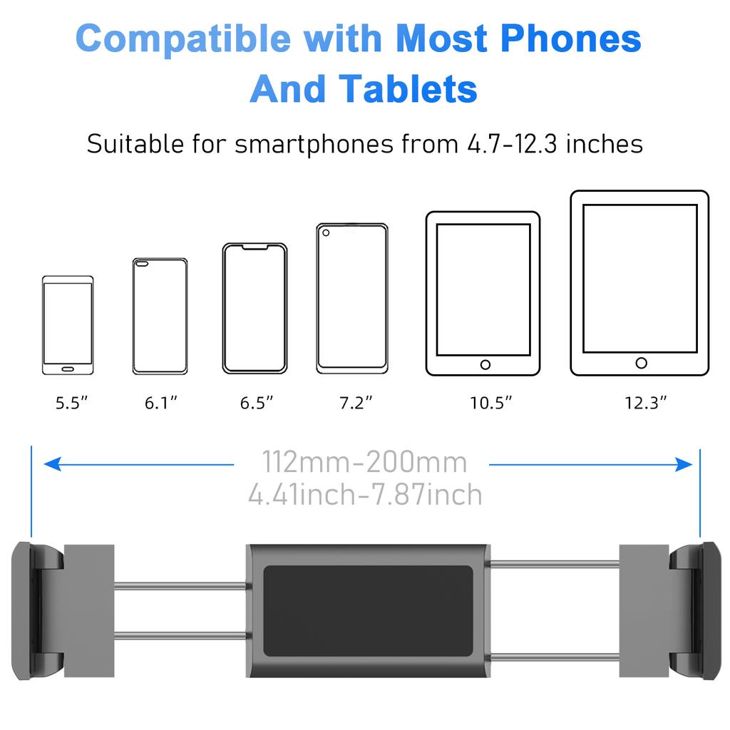 Car Headrest Mount Tablet Headrest Holder Car Phone Holder Road Trip Essentials Suitable for 4.7-12.3"Cellphones and Tablet