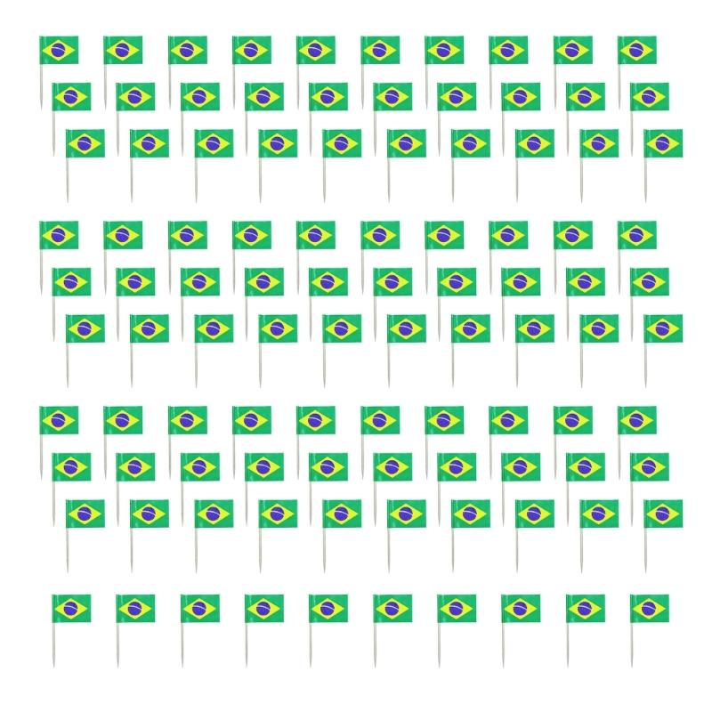 100Pcs Multicolor International Flag Toothpicks Cupcake Picks Cake Top Ornament For Desserts Display Festival Decoration