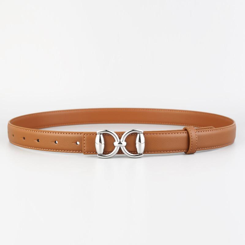 

Womens Leather Belt With Double D Buckle For Casual And Office Wear коричневый