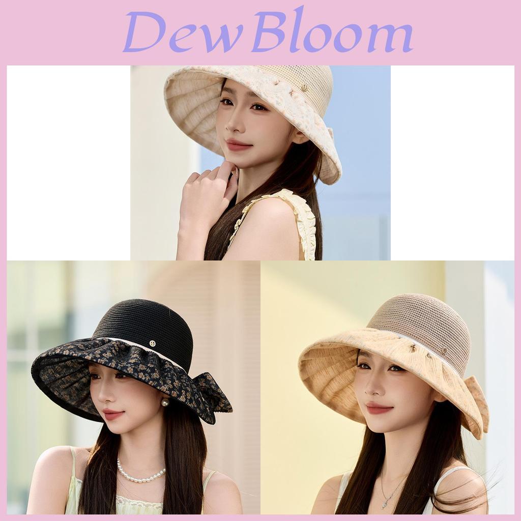 Korean Style Butterfly Bow Sun Hat With Wide Brim For Summer Outdoor Sun Protection