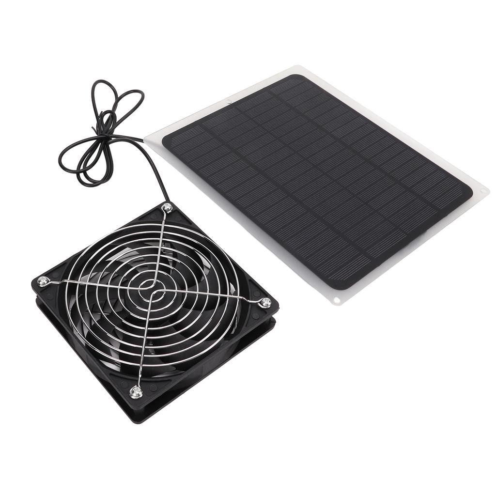 10W Solar Panel Fan Kit Waterproof Cooling Ventilator for Dog Chicken House Greenhouse