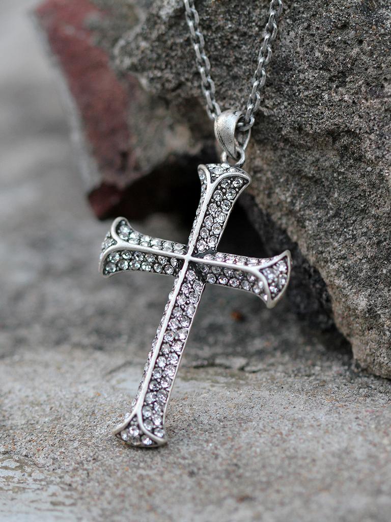 Truepenny Tru-N407 Stone Cross Necklace