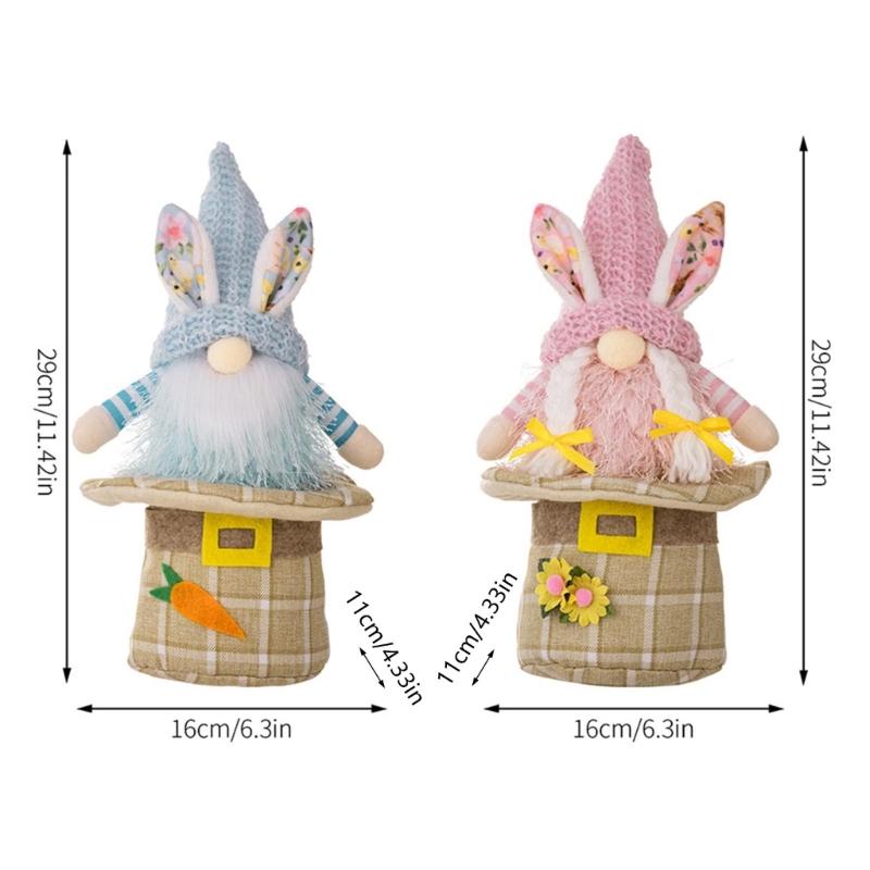 1pair Colorful Easter Rabbit Gnomes Figurine Unique Style for Festive Celebrations Spring Celebrations Home Indoor Decor