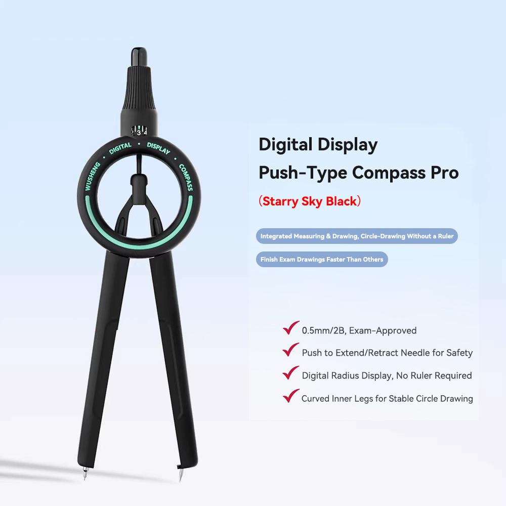 Pencil Compass Digital Display Compass with 0.5 mm Lead Refills Circle Drawing Compass Drafting Tool for Geometry School Office