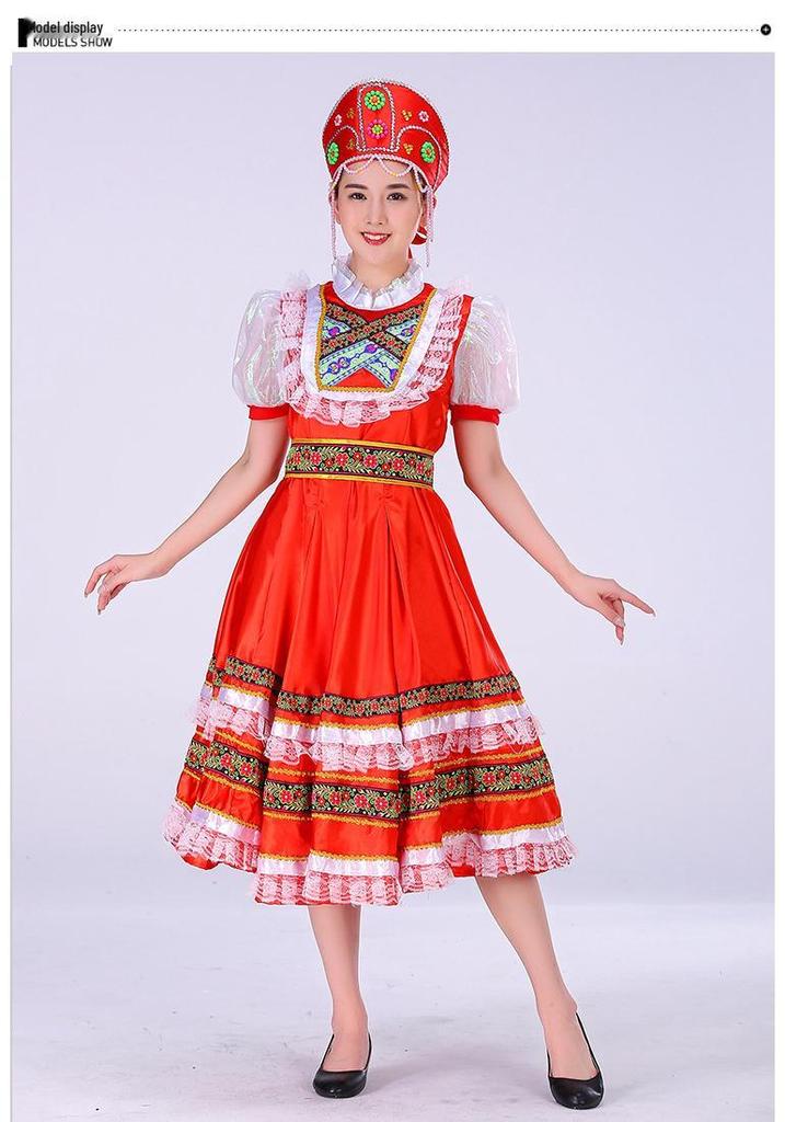 Europäischer Hof Dienstmädchenkleid: Russisches Prinzessinnen-Tanzkostüm für Erwachsene