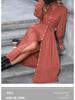Spring Outwear Vintage Elegant Long Sleeve Solid Color Versatile Dress