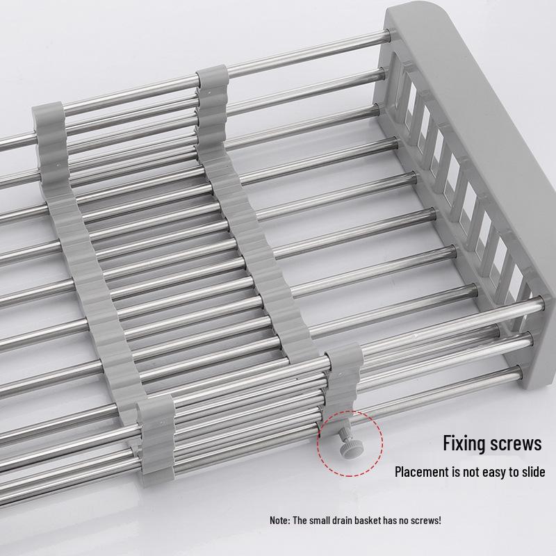Telescopic Stainless Steel Sink Drain Rack - Multipurpose Basket for Dishwashing, Vegetable & Fruit Storage