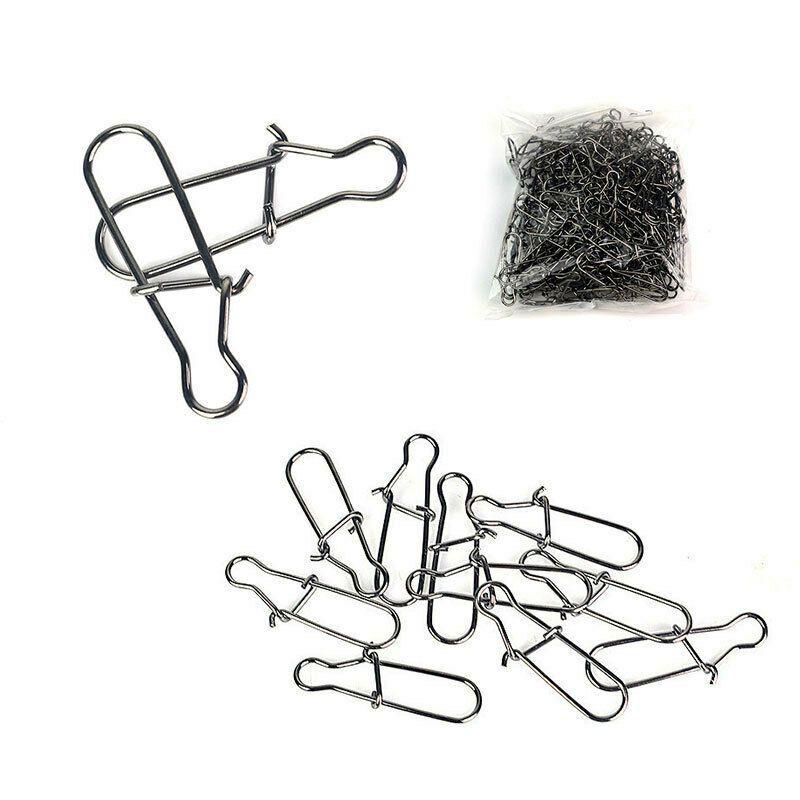 Premium Stainless Steel Fishing Fastlock Needle Swivels Snap Duo-lock Hooks Tackle Set Of 100
