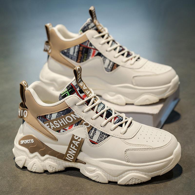 2025 Autumn Men's Shoes New High-top Shoes Men's Sports Shoes Trend Versatile Thick-soled Heightening Casual Dad Shoes