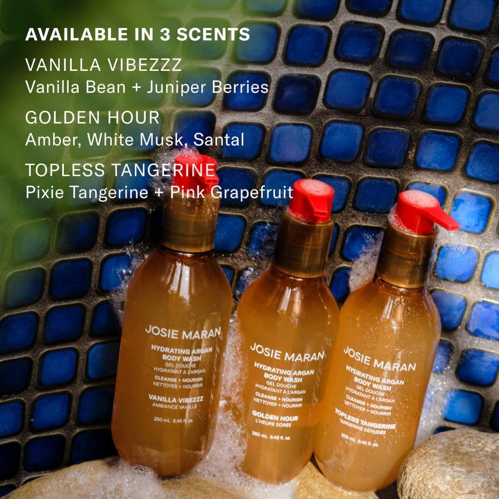 Josie Maran Golden Hour Hydrating + Cleansing Argan Refillable Body Wash 8.45 Oz 250 Ml