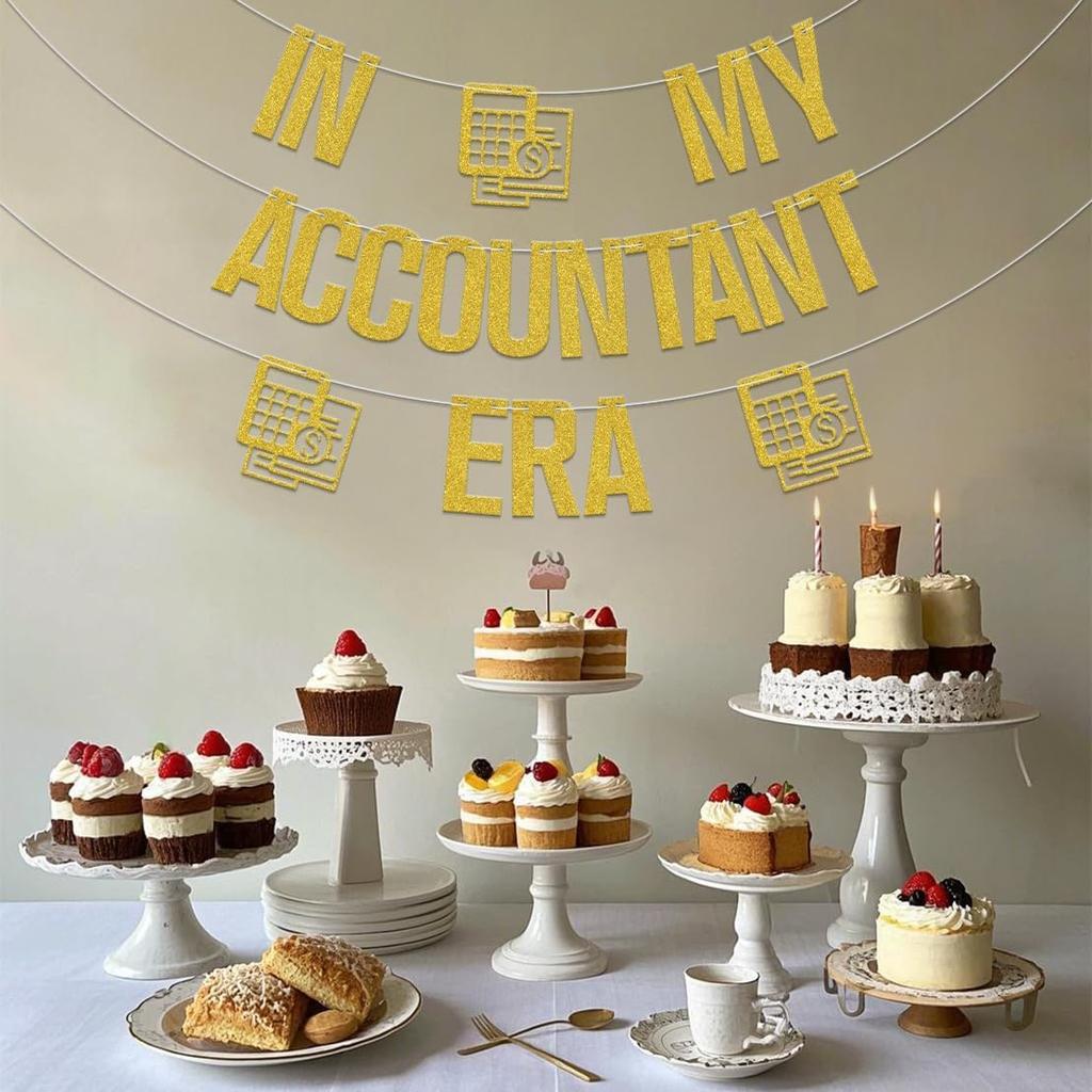 In My Accountant Era Banner,2025 International Accounting Day Party Decoration,Class of 2025 Congrat Accounting Graduation Party Supplies Gold