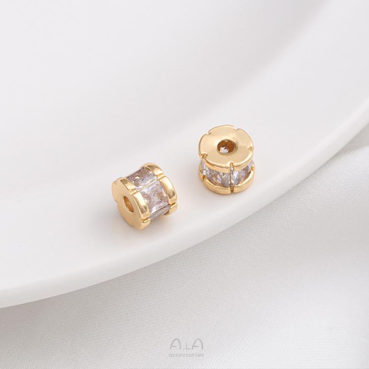 14K Gold-Plated Zircon Spacer Beads for DIY Jewelry