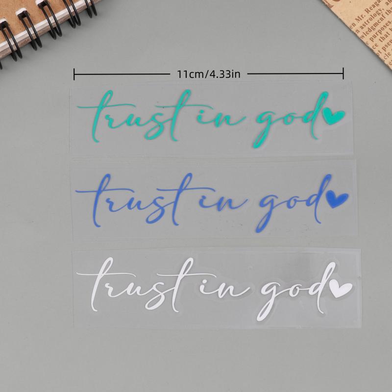 Trust In God Heart Car Rear View Mirror Sticker Decal Faith Bible Verse Christian Church Auto Vehicle Bumper Decor