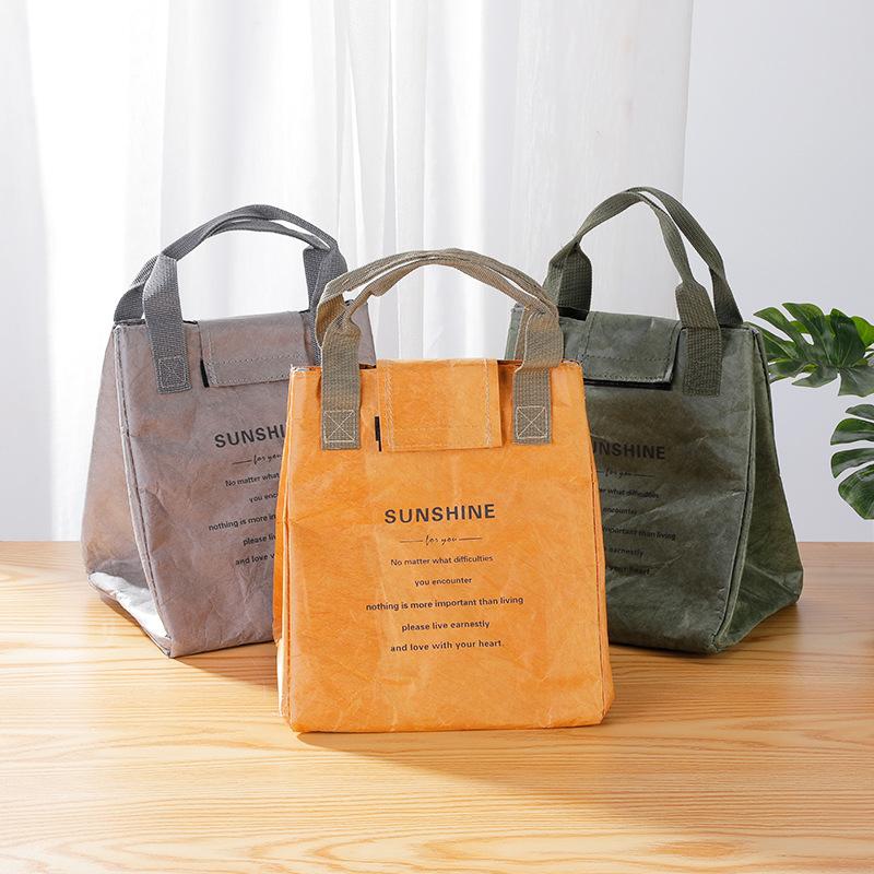 Paper Lunch Bag Waterproof Insulation Bag Lengthen and Thicken Aluminum Foil Japanese Handbag Office Worker Student CLE