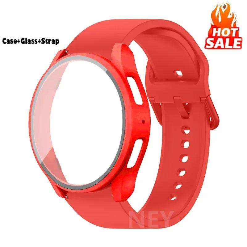 Lot de 2 Verre Trempé+Coque+Bracelet Pour Samsung Galaxy Watch 7 6 5 4 40mm 44mm Housse Protectrice d'Écran en PC Bracelet Galaxy Watch 6 7 5
