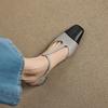 Fashion 2025 Womens Summer Footwear Mixed Colors High Heels Shoes for Woman Genuine Leather Square Toe Casual Shoes Woman Office Pumps