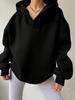 2024 Women's Solid Color Loose Hooded Sweatshirt - Autumn/Winter Long Sleeve Sportswear for Europe & America