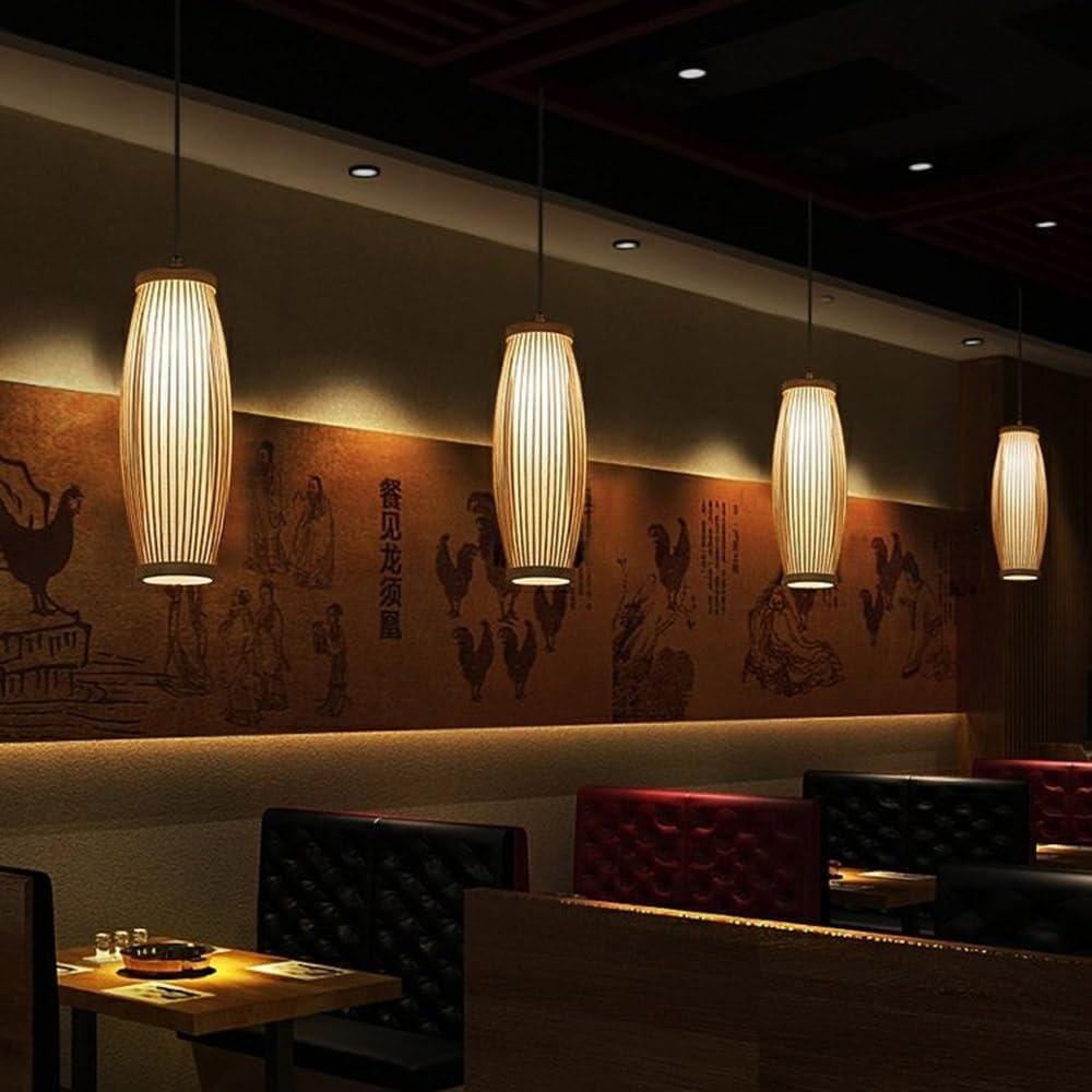 Chinese Style Bamboo Pendant Light Rattan Wicker Ceiling Chandelier E27 Hanging Lamp Handmade for Home Living Bed Room Decor