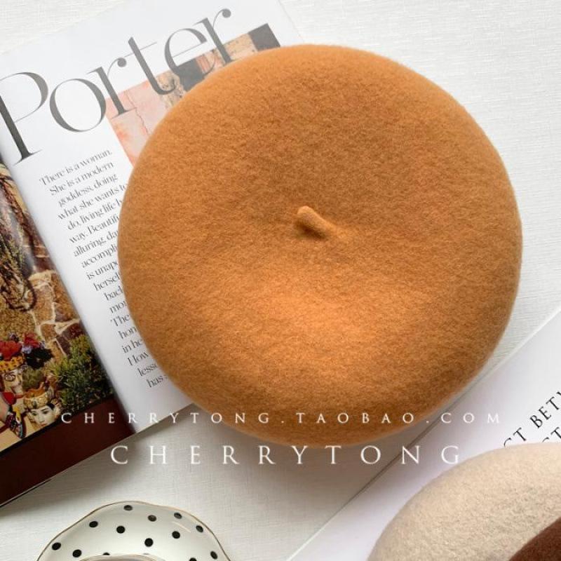 

Осенне-зимний кашемировый берет однотонный шерстяной зимний ретро теплый шляпа художника шерстяная шляпа-бутон женская average size