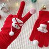 Holiday Theme Gingerbreadman Gloves Knitted Gloves Festival Handwear Lovely Snowman Knitwear Gloves for Daily Use