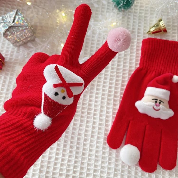 Holiday Theme Gingerbreadman Gloves Knitted Gloves Festival Handwear Lovely Snowman Knitwear Gloves for Daily Use