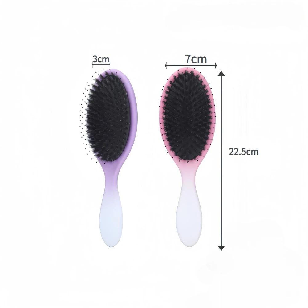 Natural Boar Bristle Brush Comb Anti-Static Oval Gradient Hairbrush Detangling Hair Brush Salon Barber Hairdressing Styling Tool
