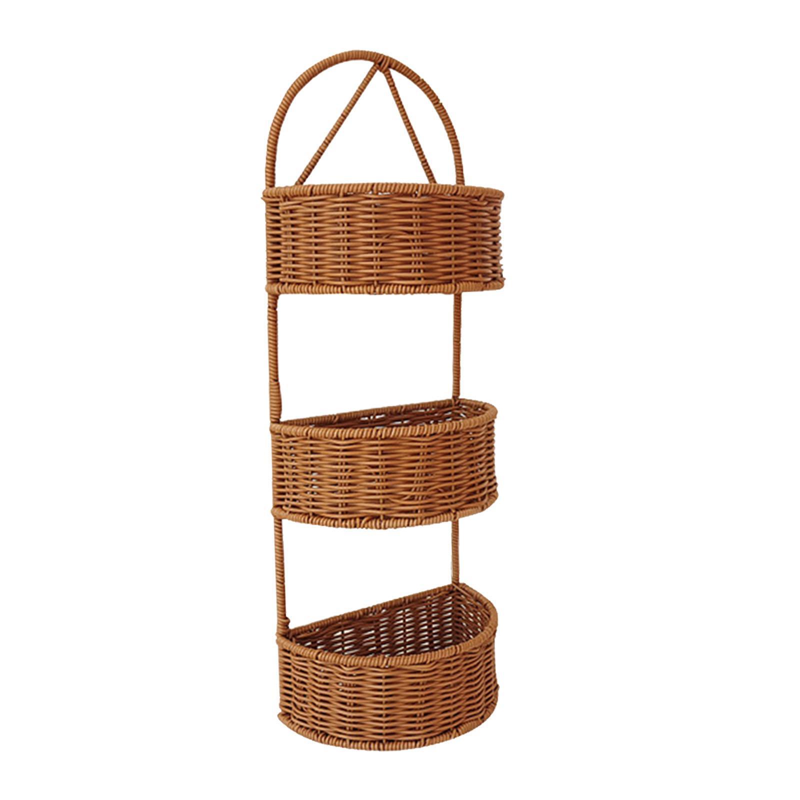 

Imitation Rattan Wall Mounted Basket Hanging Basket,Storage Baskets,Handmade Woven Hanging Basket for Lawn Organizing Kitchen