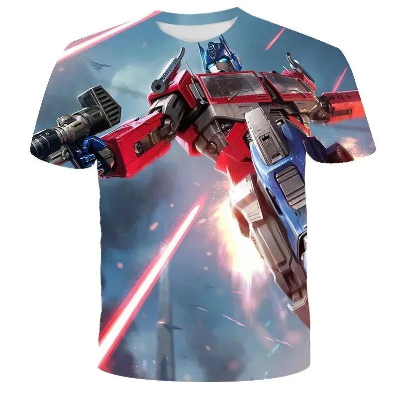 Summer Man 3D Printed Transformers T-shirt Children Cool Cartoon Short Sleeve Clothing Boys Girls Fashion Trend Streetwear