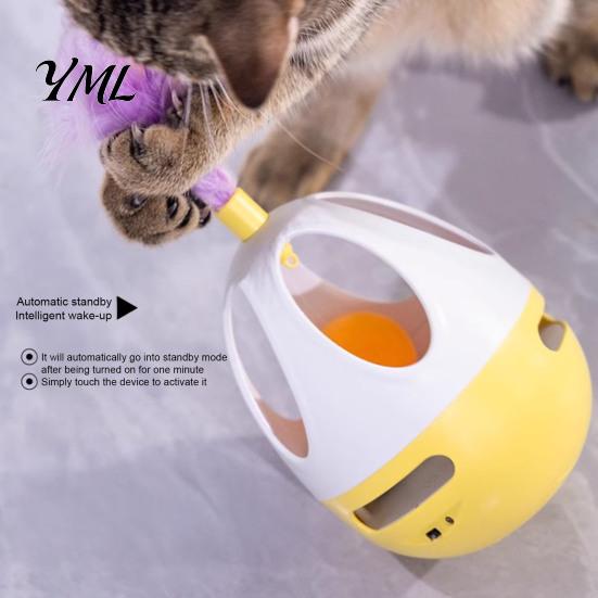 Replaceable Feather Cat Toy Accessories Interactive Wobble Toy, Automatic 360 Degree Rotating Chirping Fun Toys for Pouncing And Scratching